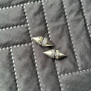 Givenchy Double Cons Shark Earrings - Silver and Crystals